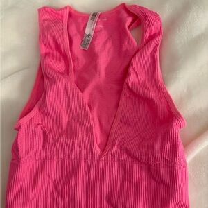Pink Ribbed Tank Top